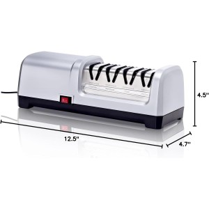 YBSVO 4-Stage Professional Electric Knife Sharpener - Heavy Duty Diamond Sharpening System for Straight & Serrated Knives - 20° Precision Angle Guides & Quiet Motor for Kitchen & Chef Use