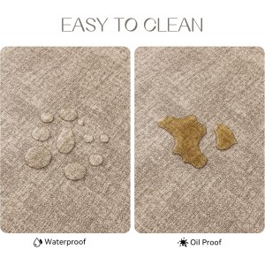 Romanstile Vinyl Placemats Set of 6-12 X 18 Inch - Heat Resistant Place Mats 100% Waterproof Oilproof Wipeable Reversible Faux Leather Table Mats for Kitchen/Dining/Party/Outdoor, Khaki