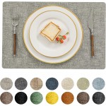 Romanstile Vinyl Placemats Set of 4-12 X 17 Inch - Faux Leather 100% Waterproof Oil-Proof Wipeable Place Mats, Heat Resistant Reversible PU Table Mats for Kitchen Dining Party Outdoor, Light Grey