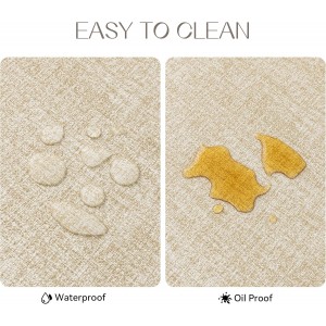 Romanstile Vinyl Placemats Set of 6-12 X 17 Inch - Faux Leather 100% Waterproof Oil-Proof Wipeable Place Mats, Heat Resistant Reversible PU Table Mats for Kitchen Dining Party Outdoor, Beige