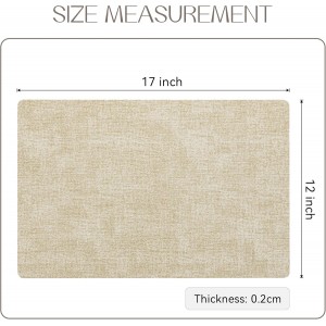 Romanstile Vinyl Placemats Set of 6-12 X 17 Inch - Faux Leather 100% Waterproof Oil-Proof Wipeable Place Mats, Heat Resistant Reversible PU Table Mats for Kitchen Dining Party Outdoor, Beige