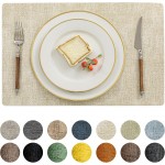 Romanstile Vinyl Placemats Set of 6-12 X 17 Inch - Faux Leather 100% Waterproof Oil-Proof Wipeable Place Mats, Heat Resistant Reversible PU Table Mats for Kitchen Dining Party Outdoor, Beige
