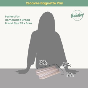 French Baguette Bread Pan, Perforated 2 Loaves Baguette Baking Pan, 14.75