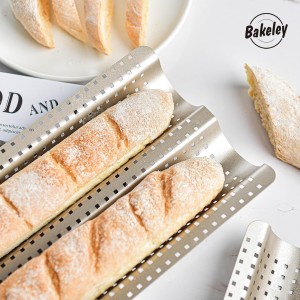 French Baguette Bread Pan, Perforated 2 Loaves Baguette Baking Pan, 14.75