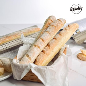 French Baguette Bread Pan, Perforated 2 Loaves Baguette Baking Pan, 14.75
