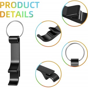 100 Pack Black Metal Bottle Opener Keychains, Tiny Beverage Opener Party Favor (Black, 100Pcs)