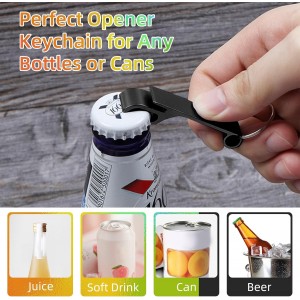 100 Pack Black Metal Bottle Opener Keychains, Tiny Beverage Opener Party Favor (Black, 100Pcs)