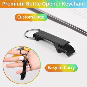 100 Pack Black Metal Bottle Opener Keychains, Tiny Beverage Opener Party Favor (Black, 100Pcs)