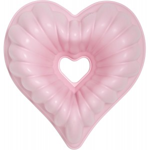 Paris Hilton Heart Shaped Fluted Cake Pan, Cast Aluminum with Clean Ceramic Nonstick Bakeware, Dishwasher Safe, Made without PFAS, PFOA, PFOS & PFTE, 9-Inch, Pink