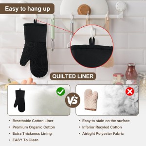 Silicone Oven Mitts-13.6 in Extended Oven Mitts Heat Resistant 500F, Oven Gloves with Soft Liner Good Grippy BPA-Free Easy to Clean Flexible-Oven Mits Set for Cooking Baking Grilling BBQ