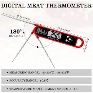 Xuhal 6 Pcs Digital Meat Thermometer for Grill Instant Read Food Thermometer Waterproof with Long Probe Magnet Foldable for Cooking BBQ Party Kitchen Turkey Fry Baking Candy