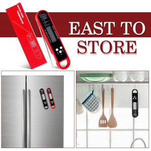 Xuhal 6 Pcs Digital Meat Thermometer for Grill Instant Read Food Thermometer Waterproof with Long Probe Magnet Foldable for Cooking BBQ Party Kitchen Turkey Fry Baking Candy