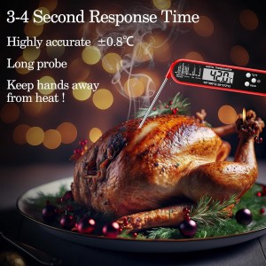 Xuhal 6 Pcs Digital Meat Thermometer for Grill Instant Read Food Thermometer Waterproof with Long Probe Magnet Foldable for Cooking BBQ Party Kitchen Turkey Fry Baking Candy