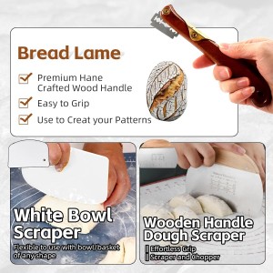 Premium Baguettes Transfer Peel Set with 2pcs Bread Proofing Cloth, Baking Couch - Bread Lame - Dough Scraper - Baking Tray