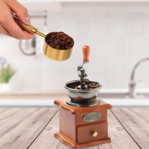 Gold Measuring Cups and Spoons Set with Fragrant Wood Handles, Premium Stainless Steel Measuring Spoons and Measuring Cups Set, For Cooking and Baking in the Kitchen (8 Piece)