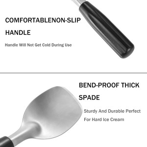 2 pcs Ice Cream Spade,Ice Cream Scoop,Stainless Steel Ice Cream Paddle with Plastic Handle,Heavy Duty & Durable Bend Proof Ice Cream Scooper Butter Cutter(Black)