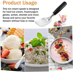 2 pcs Ice Cream Spade,Ice Cream Scoop,Stainless Steel Ice Cream Paddle with Plastic Handle,Heavy Duty & Durable Bend Proof Ice Cream Scooper Butter Cutter(Black)