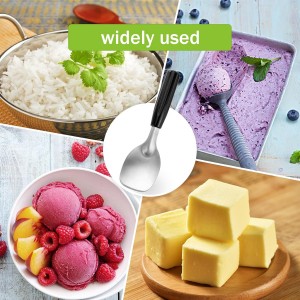 2 pcs Ice Cream Spade,Ice Cream Scoop,Stainless Steel Ice Cream Paddle with Plastic Handle,Heavy Duty & Durable Bend Proof Ice Cream Scooper Butter Cutter(Black)