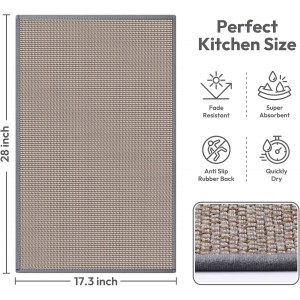 Kitchen Mats for Floor, Kitchen Rug, Nonskid, Washable, Absorbent Kitchen Runner Rug for in Front of Sink, Entryway, Rubber Backing Indoor Door Mat, Farmhouse Style Standing Mat, 17.3