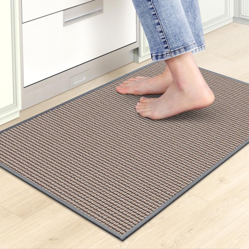Kitchen Mats for Floor, Kitchen Rug, Nonskid, Washable, Absorbent Kitchen Runner Rug for in Front of Sink, Entryway, Rubber Backing Indoor Door Mat, Farmhouse Style Standing Mat, 17.3