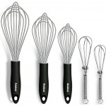 Anaeat Stainless Steel Kitchen Whisk Set of 5, Milk and Egg Beater Blender with Thick Wire for Whisking, Cooking, Baking, Beating and Stirring - 5