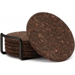 Thirstystone Set of 6 Thick Dark Cork Coasters in Attractive Black Coaster Holder 4.7
