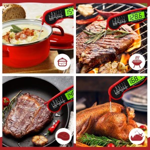 Meat Thermometer Digital - Instant Read Waterproof Food Thermometer with Backlight for Cooking, Grill, Candy, Kitchen & Stocking Stuffers for Men - Red
