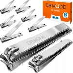 DRMODE Finger Nail Clippers Adult - 8 Pack Nail Clippers Bulk for Men Women Sharp Travel Toenail Clippers and Fingernail Clipper Set Curved Cutter Trimmer with Nail File
