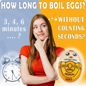 NobleEgg Egg Timer for Boiling Eggs, Soft Medium Hard Boiled Egg Timer That Changes Color When Done, No BPA, Basics line, Yellow, Pack of 2
