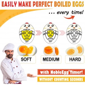 NobleEgg Egg Timer for Boiling Eggs, Soft Medium Hard Boiled Egg Timer That Changes Color When Done, No BPA, Basics line, Yellow, Pack of 2