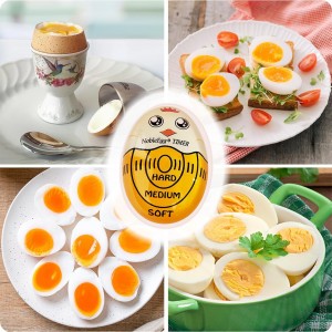 NobleEgg Egg Timer for Boiling Eggs, Soft Medium Hard Boiled Egg Timer That Changes Color When Done, No BPA, Basics line, Yellow, Pack of 2