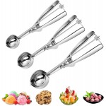 3PCS Ice Cream Scoop,Premium cookie scoop set,Small/Medium/Large stainless steel Scoops,Professional Ice cream Scooper with Trigger Release for Baking, Cookie, Fruit and Ice Cream by AOULELA