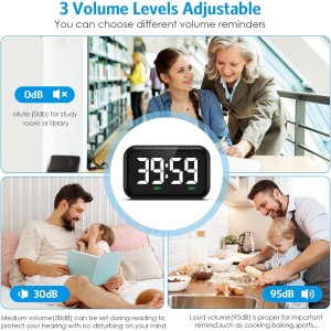 Digital Kitchen Timer, Digital Timer with Large LED Display, Magnetic Kitchen Timer for Cooking, 3 Volume Levels for Classroom/Office/Home/Work/Study, Black (Battery Included)