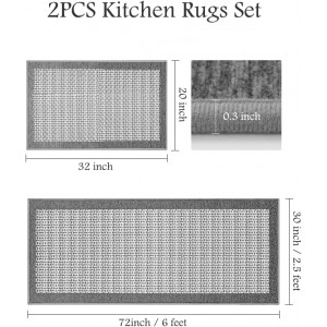 PADOOR Non Slip Kitchen Rugs Sets of 2 - Extra Large 2.5'x6' + 20