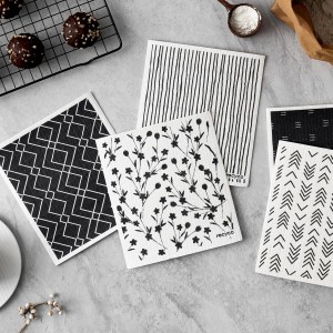 RECYCO Swedish Dishcloths for Kitchen | 5 Pack Geometric Washable Dish Rags | Cellulose Reusable Cleaning Paper Towels | Absorbent Counter Dish Cloth Sponge Kitchen Wipes, 8
