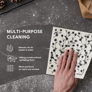 RECYCO Swedish Dishcloths for Kitchen | 5 Pack Geometric Washable Dish Rags | Cellulose Reusable Cleaning Paper Towels | Absorbent Counter Dish Cloth Sponge Kitchen Wipes, 8