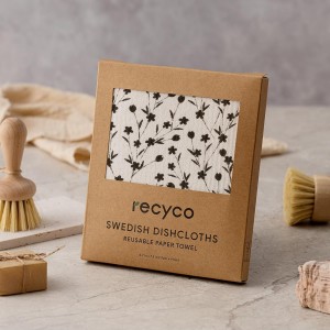 RECYCO Swedish Dishcloths for Kitchen | 5 Pack Geometric Washable Dish Rags | Cellulose Reusable Cleaning Paper Towels | Absorbent Counter Dish Cloth Sponge Kitchen Wipes, 8