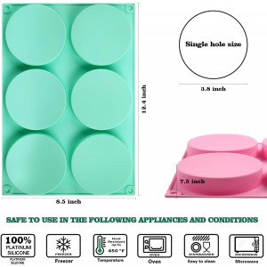 HUAKENER 2 Pcs Silicone Muffin Top Pans for Baking, 4 Inch Non-Stick Round Baking Molds for Mini Cake, Muffin Top, Dessert, Hamburger, Sandwiches Making