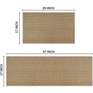 Artoid Mode Washable Non Slip Kitchen Rugs and Mats Set of 2, Rubber Backing Absorbent Kitchen Mats for Floor Front of Sink - 17x29 and 17x47 Inch