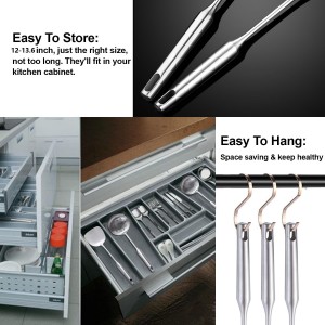 Stainless Steel Kitchen Utensils Set, 6 Pcs Professional All Metal Cooking Utensils Set 12-13.6 Inch, Wok Spatula, Ladle, Skimmer, Slotted Spatula Turner, Spaghetti Spoon, Large Spoon