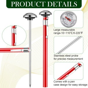 Xuhal 4 Pieces Stainless Steel Kitchen Pocket Thermometer Immediate Read 1 Inch Dial Food Thermometer with 4 Pcs Sleeves for Milk Frothing Oven Meat Cooking Probe Water Grill Coffee BBQ