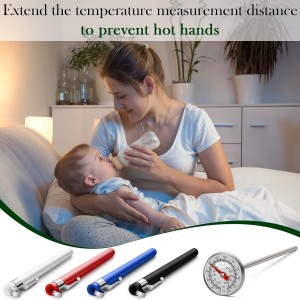 Xuhal 4 Pieces Stainless Steel Kitchen Pocket Thermometer Immediate Read 1 Inch Dial Food Thermometer with 4 Pcs Sleeves for Milk Frothing Oven Meat Cooking Probe Water Grill Coffee BBQ