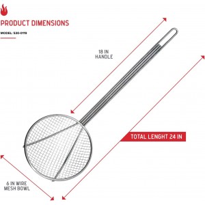 Nexgrill Skimmer Spoon 18-Inch Chrome-Plated Steel Fryer Scoop for Seafood & Crawfish Boils, Wire Strainer Spoon with Handle for Kitchen & Outdoor Cooking – 530-0119