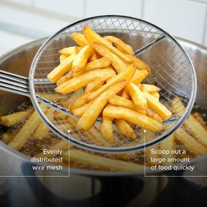 Nexgrill Skimmer Spoon 18-Inch Chrome-Plated Steel Fryer Scoop for Seafood & Crawfish Boils, Wire Strainer Spoon with Handle for Kitchen & Outdoor Cooking – 530-0119