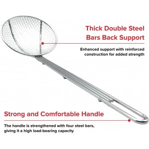 Nexgrill Skimmer Spoon 18-Inch Chrome-Plated Steel Fryer Scoop for Seafood & Crawfish Boils, Wire Strainer Spoon with Handle for Kitchen & Outdoor Cooking – 530-0119