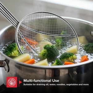 Nexgrill Skimmer Spoon 18-Inch Chrome-Plated Steel Fryer Scoop for Seafood & Crawfish Boils, Wire Strainer Spoon with Handle for Kitchen & Outdoor Cooking – 530-0119