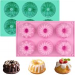 HUAKENER 2 Pcs Mini Fluted Cake Pan, 6-Cavity Fluted Tube Cake Pan, Non-stick Silicone Baking Mold for Cupcakes, Donuts, Cornbread, Brownies, Jellies