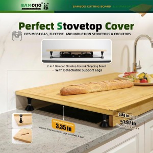 30 x 21 in Extra Large Bamboo Cutting Board, Stovetop Cover, Sink Cover, Noodle Board with Detachable Legs & Detachable Non-Slip Front Lip for Kitchen Countertop
