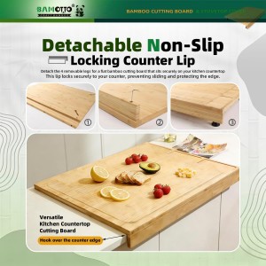 30 x 21 in Extra Large Bamboo Cutting Board, Stovetop Cover, Sink Cover, Noodle Board with Detachable Legs & Detachable Non-Slip Front Lip for Kitchen Countertop