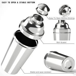 60oz Cocktail Shaker, Stainless Steel Large Drink Mixer Shaker with Cocktail Strainer, Zikepa Professional Shakers Bartending Margarita Martini